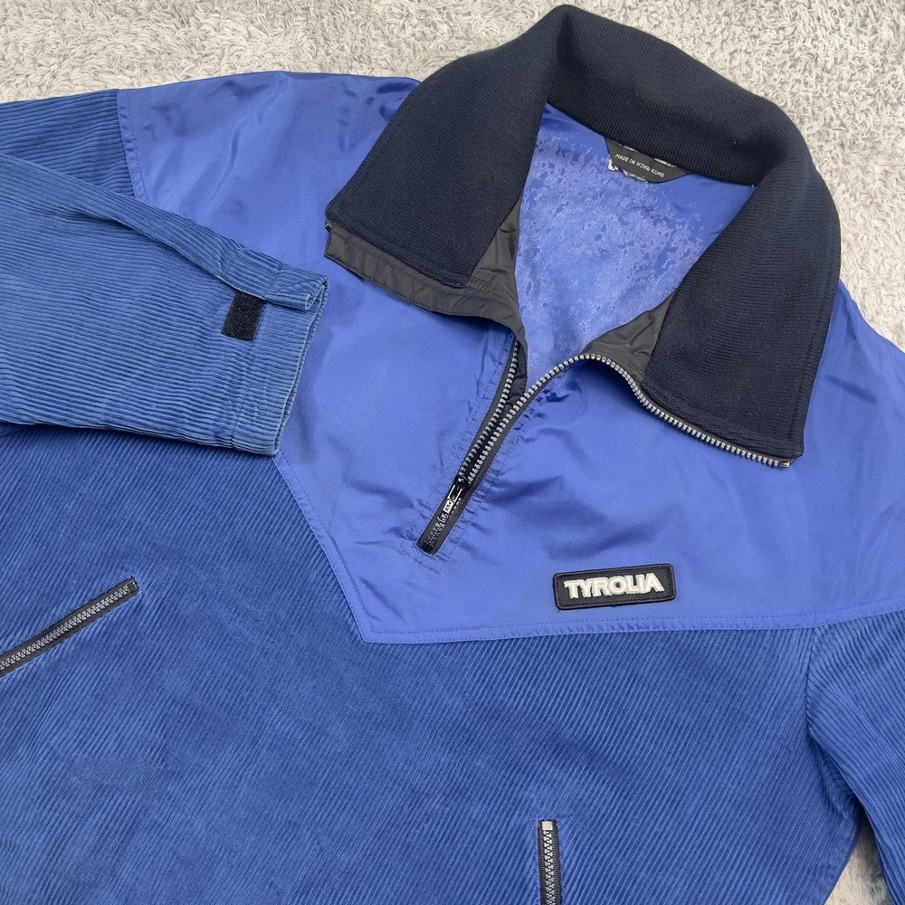 Vintage Tyrolia Jacket Mens L Blue Corduroy Anorak Pullover 1/4 Zip Ski‎ Outdoor